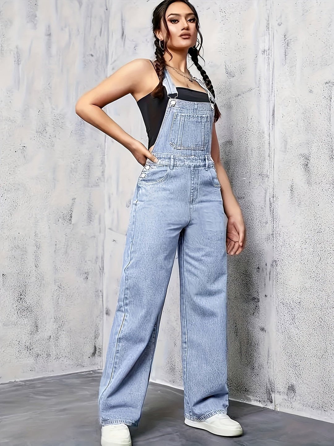 Stilla | Denim Overalls Med Brede Ben