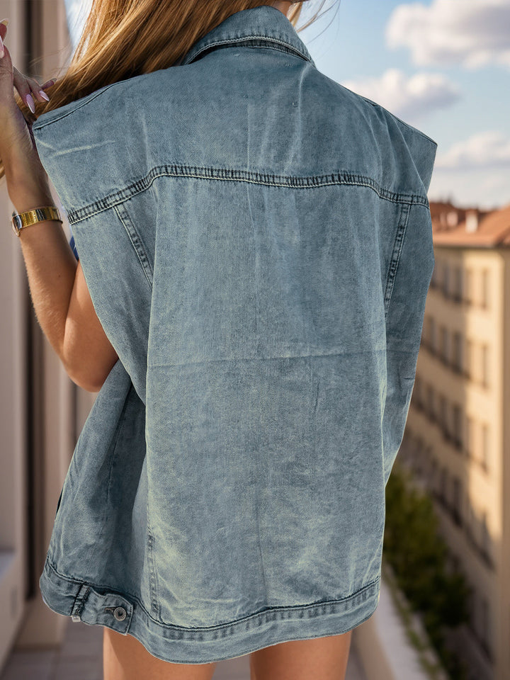 Stilla | Knap-Up Kappe Ærme Denim Jakke