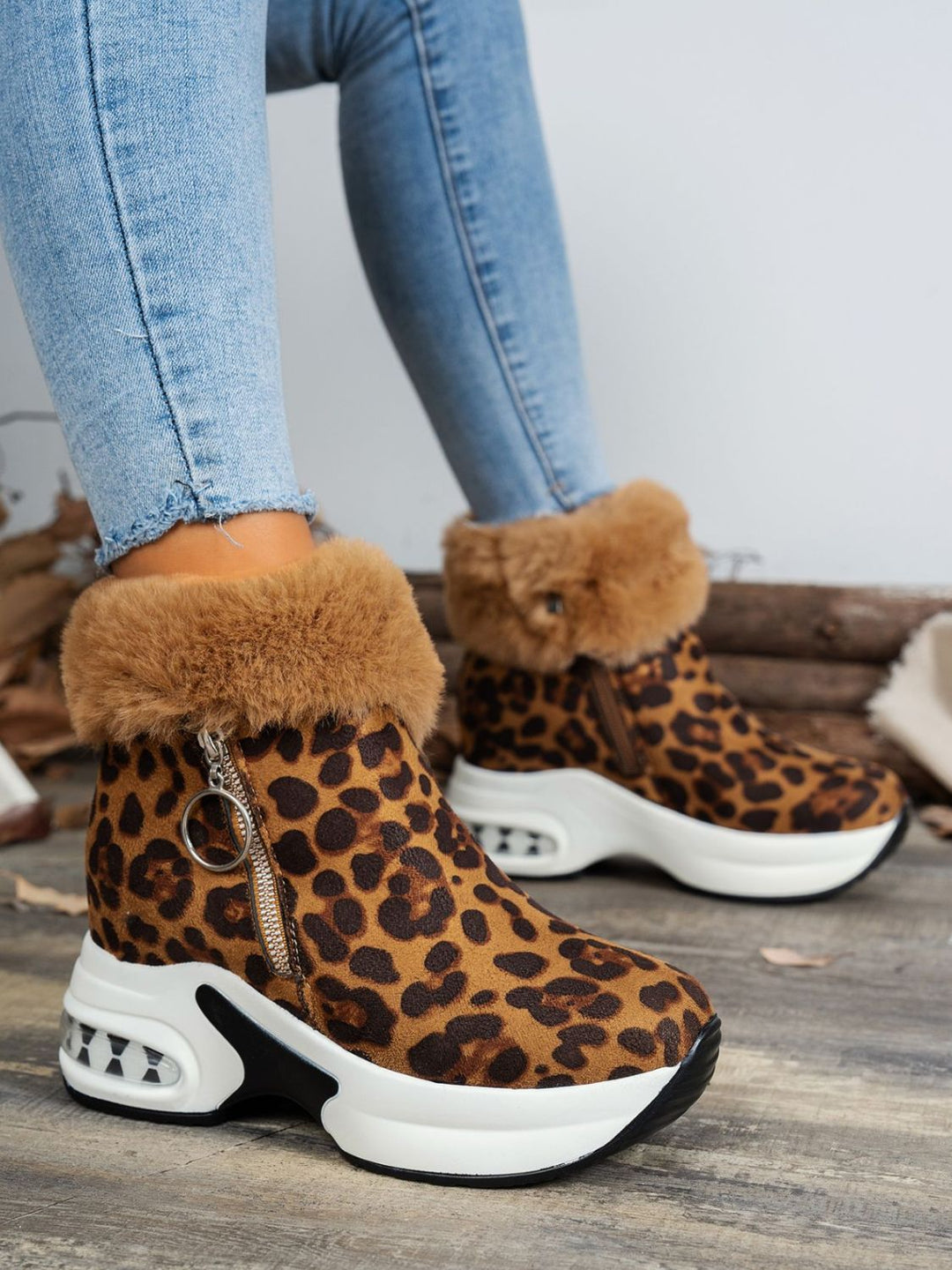 Stilla | Leopard Platform Støvler Med Sidelukning