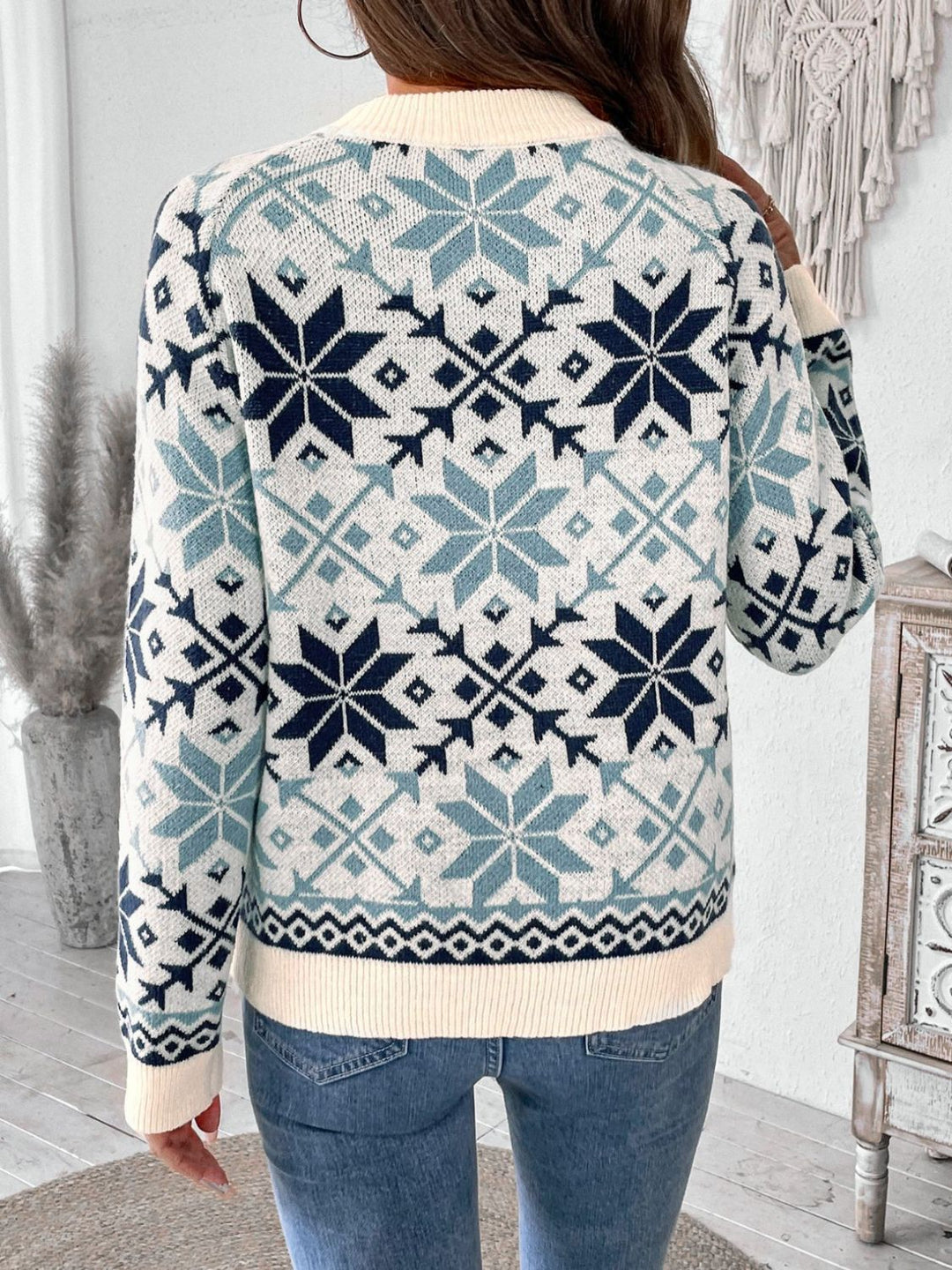 Stilla | Perfee Graphic Rundhals Pullover Med Lange Ærmer