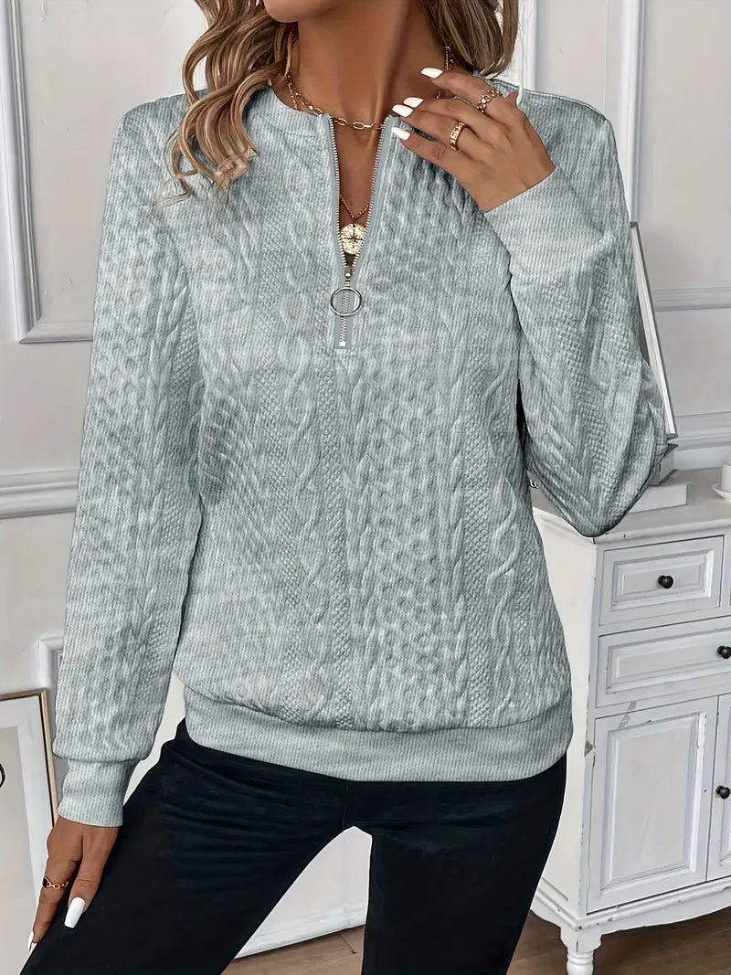 Stilla | Stilfuld Pullover Med Lynlås