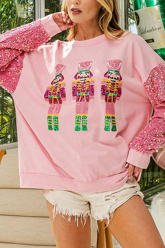 Stilla | Jul Løs Rundhals Pailletter Ærme Sweatshirt