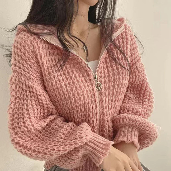 Stilla | Cropped Hættetrøje Cardigan med Udsmykning Detaljer