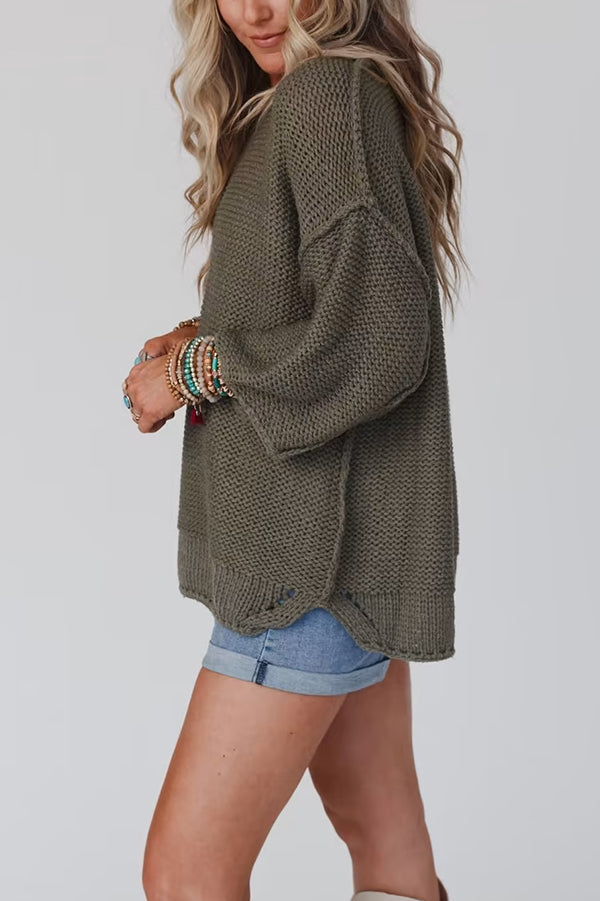 Stilla | Lunt Chunky Strik Sweater med Rund Hals
