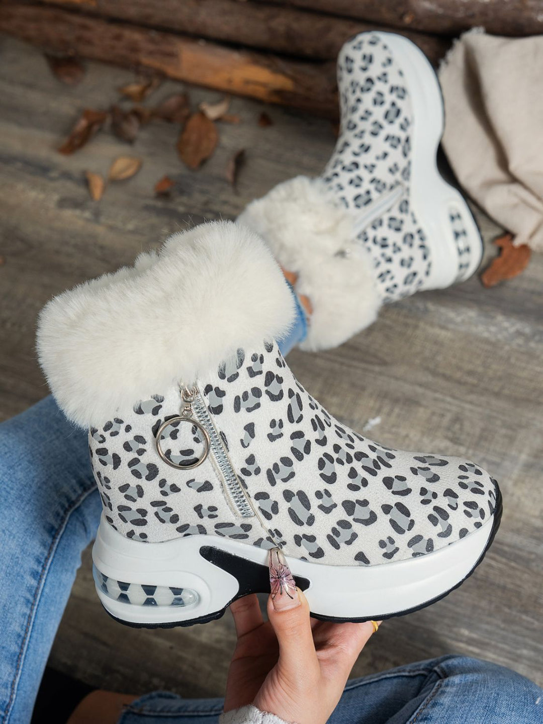 Stilla | Leopard Platform Støvler Med Sidelukning