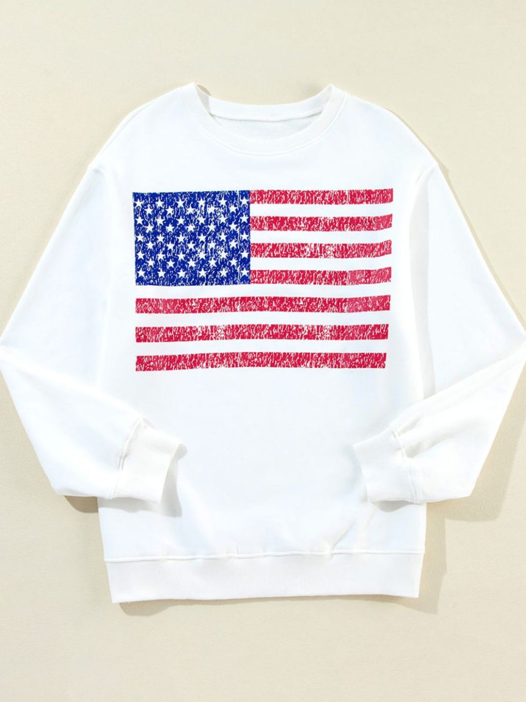 Stilla | Sweatjakke Rundhalset med Lange Ærmer og Amerikansk Flag