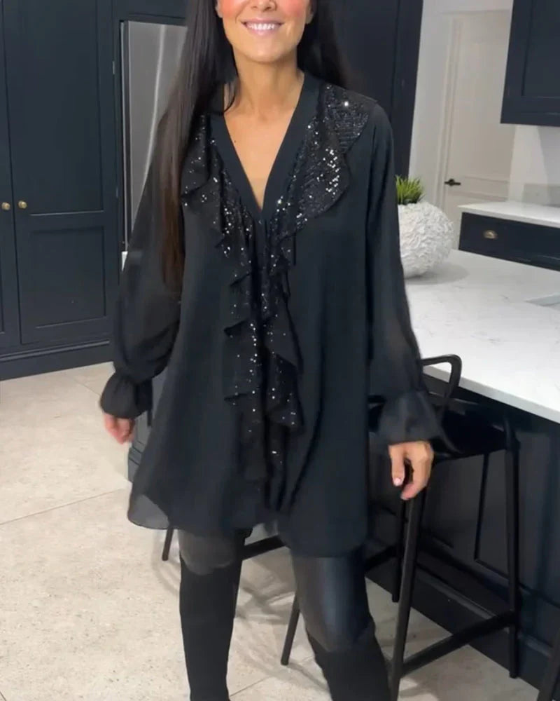 Stilla | Elegant Midi Kjole Med Volanger