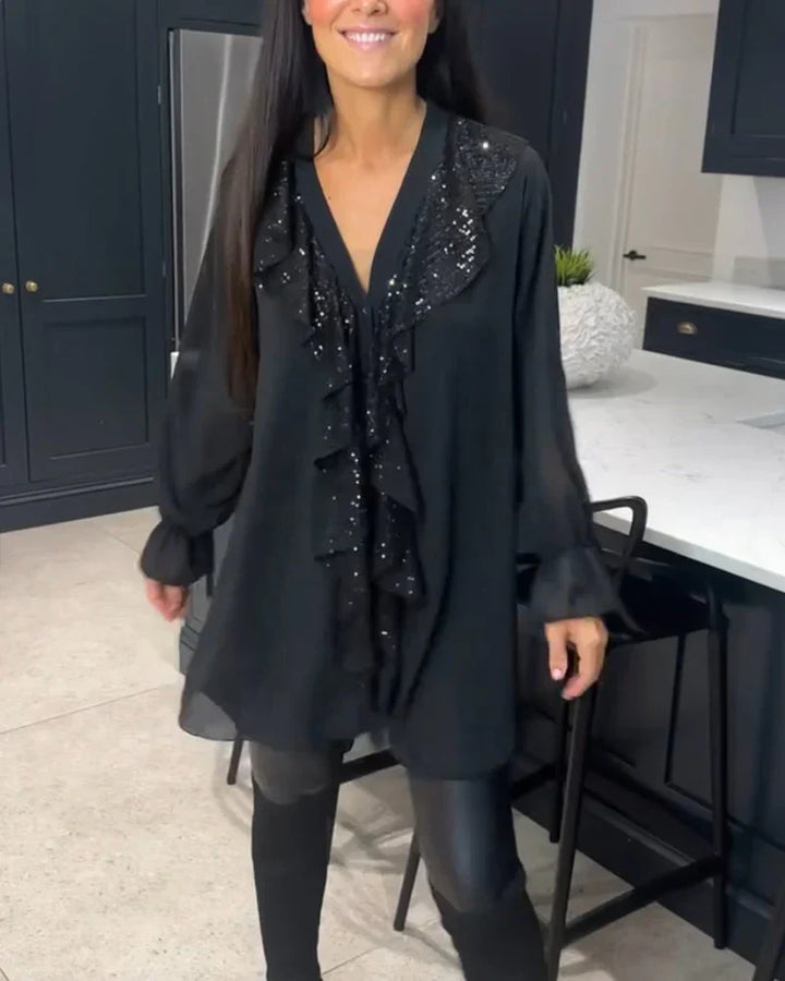 Stilla | Elegant Midi Kjole Med Volanger