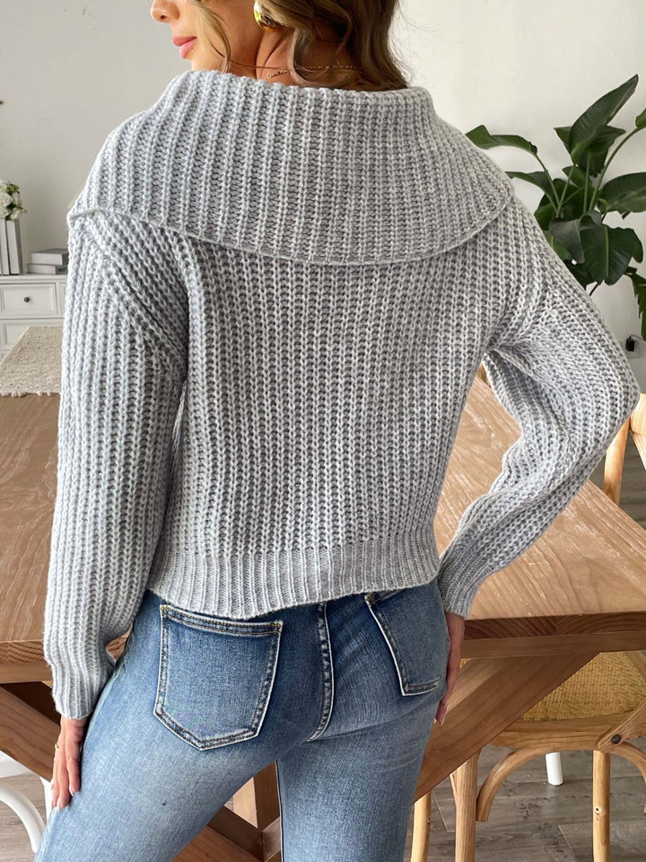 Stilla | Sweater Med Lange Ærmer I Kastanjefarvet Strik