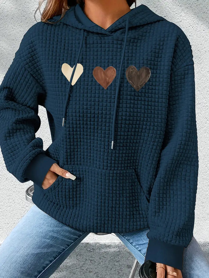 Stilla | Lässiges Sweatshirt Mit Kapuze und Herzmuster
