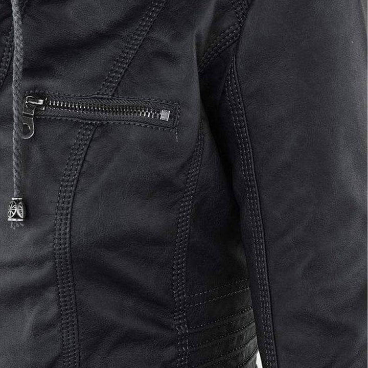 Stilla | Dame Slim Fit PU-Læder Zip-Up Hoodie