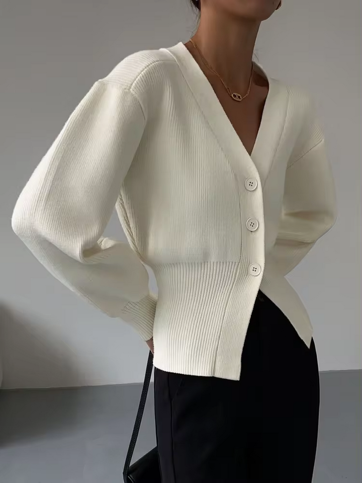 Stilla | V-Udskæring Strikcardigan med Knapper