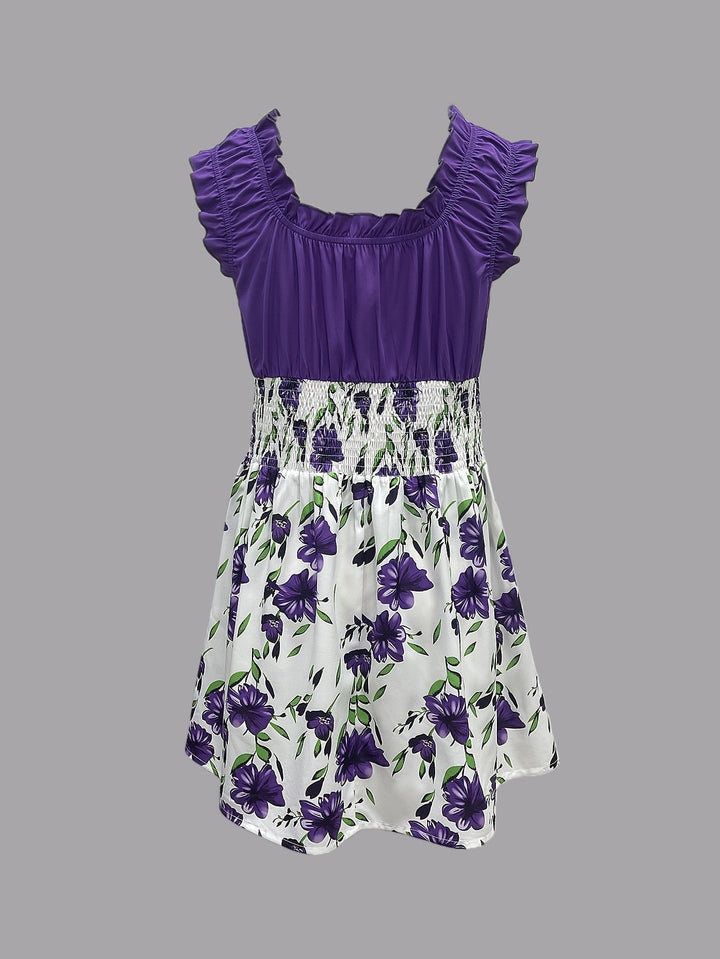 Stilla | Sommerkjole Med Blomsterprint Uden Ærmer V-Shape Løs Pasform