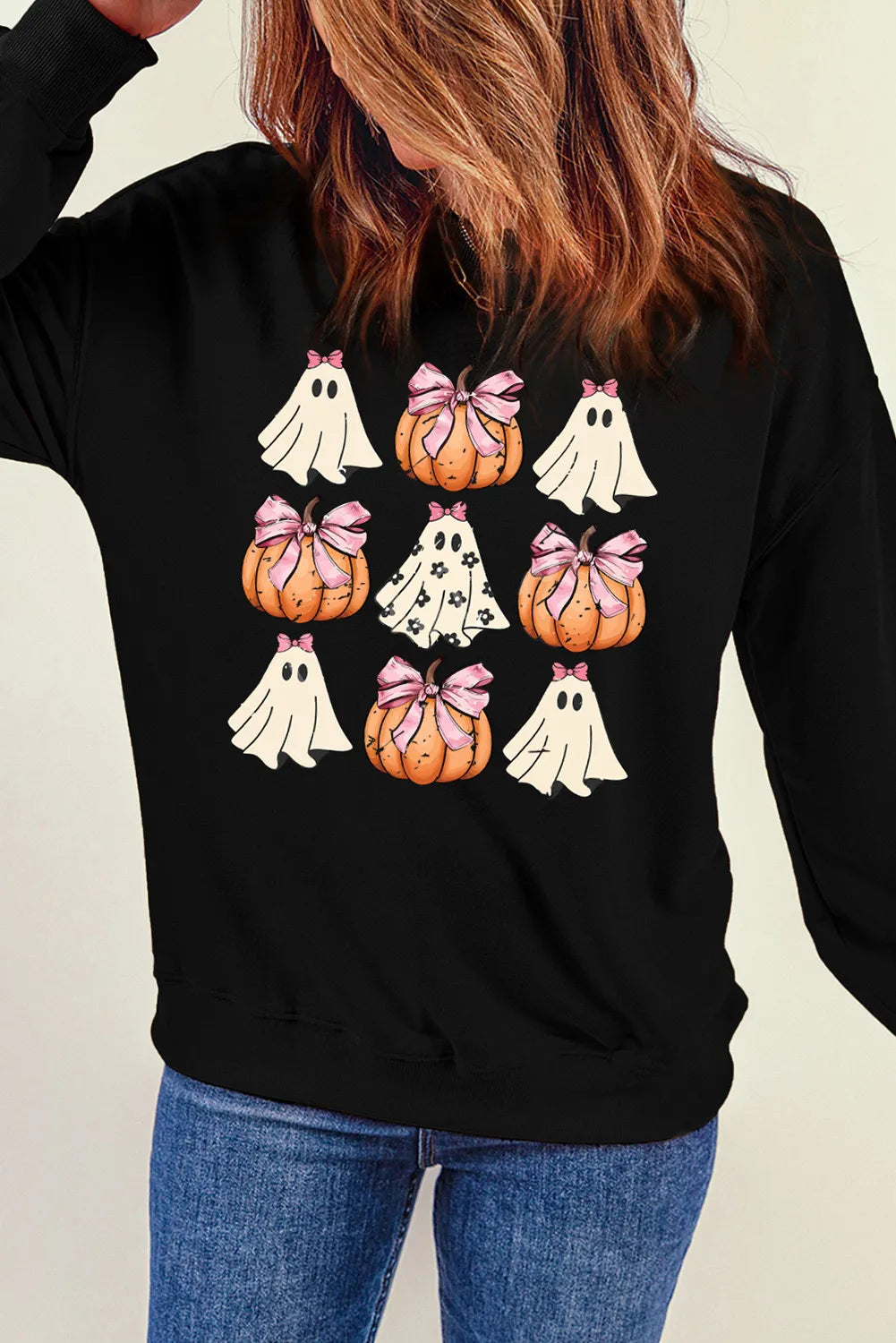 Stilla | Sweatjakke med Halloween-motiv og rund halsudskæring