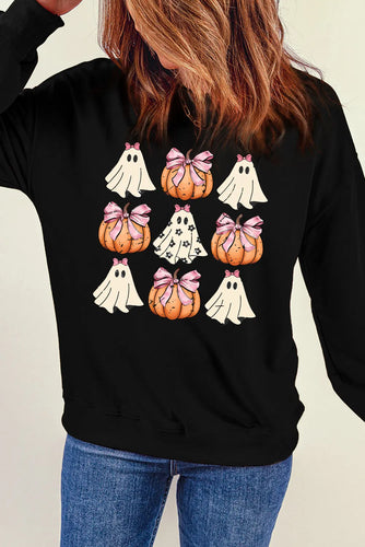 Stilla | Sweatjakke med Halloween-motiv og rund halsudskæring