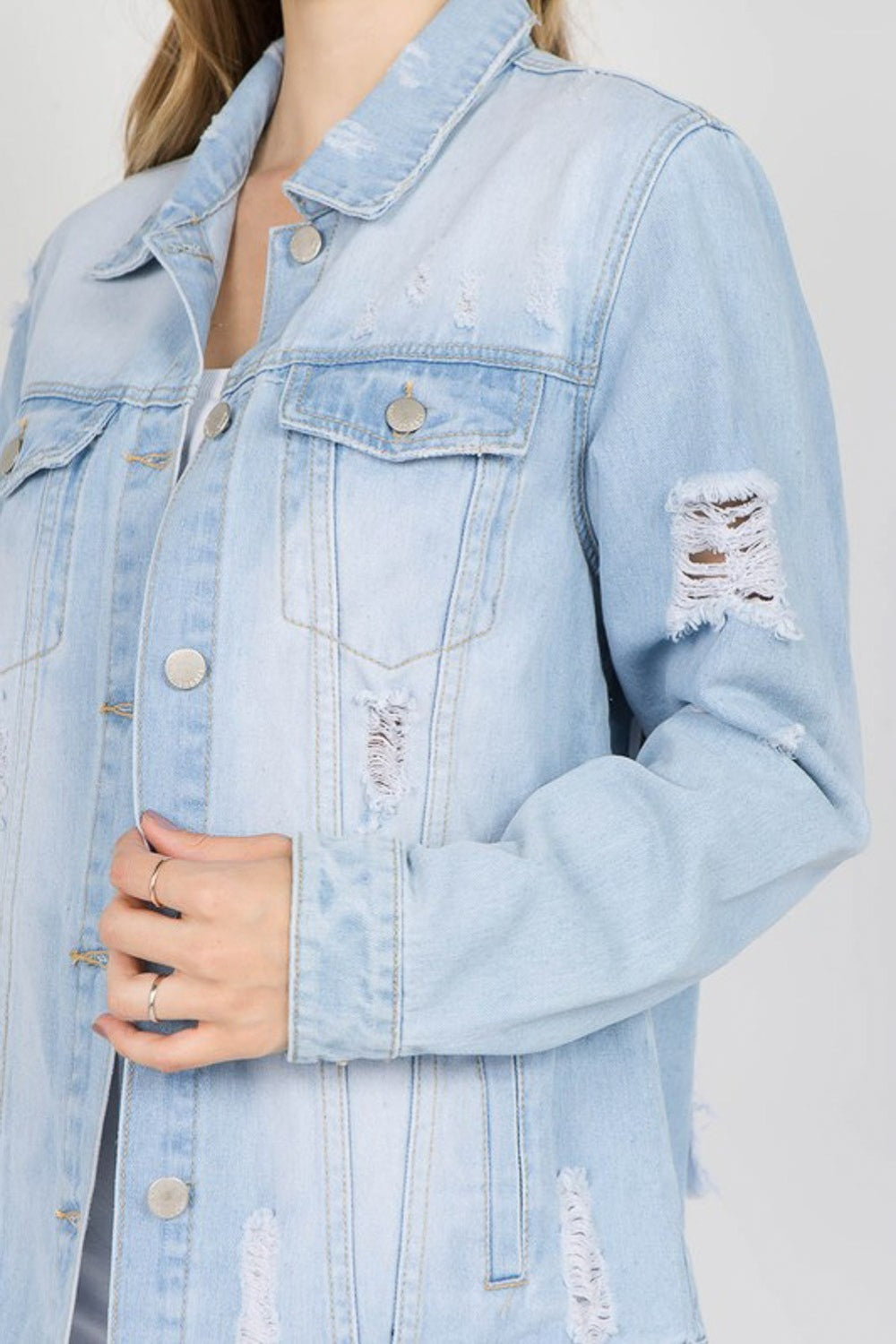 Stilla | Bazi Bogstaves Patched Slidt Denim Jakke