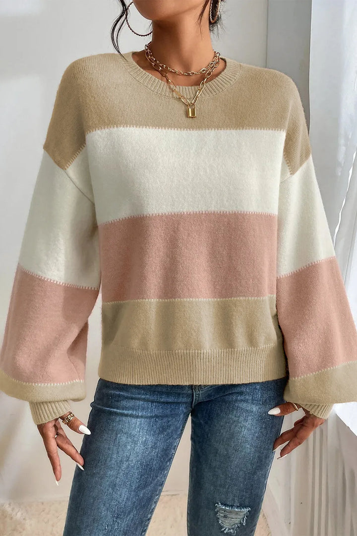 Stilla | Colorblock Pullover Med Ballonærmer