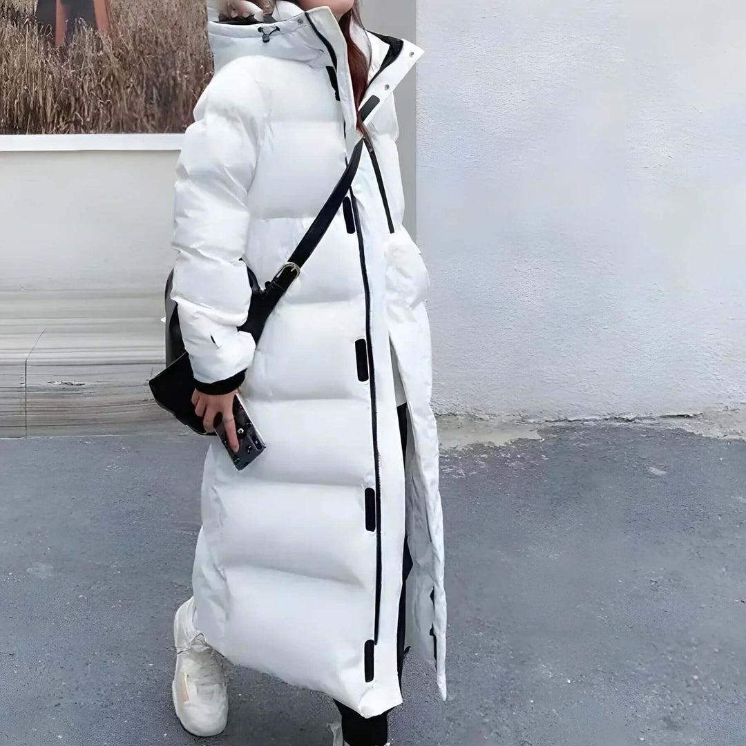 Stilla | Dame Lang Pufferjakke med Hætte