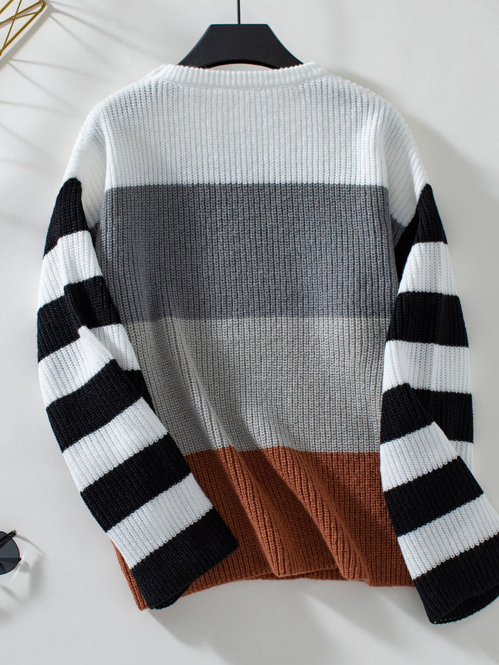 Stilla | Farveblokkede sweater med rund halsudskæring og lange ærmer