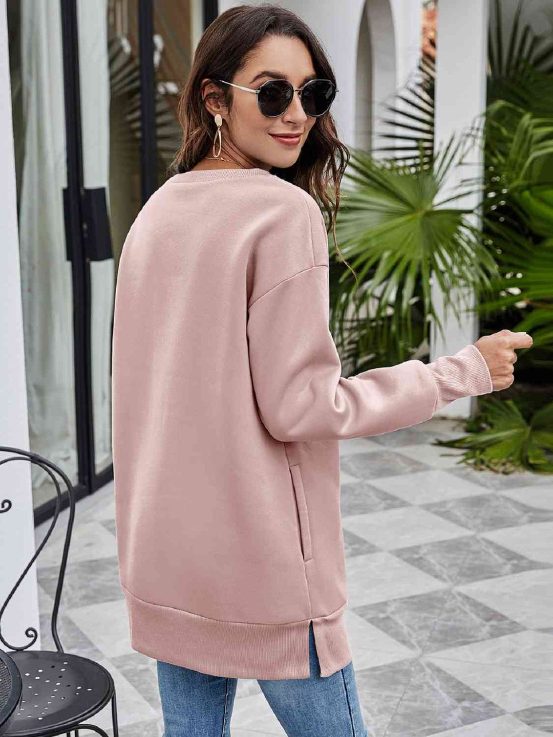 Stilla | Stop Believing Graphic Drop Shoulder Sweatshirt