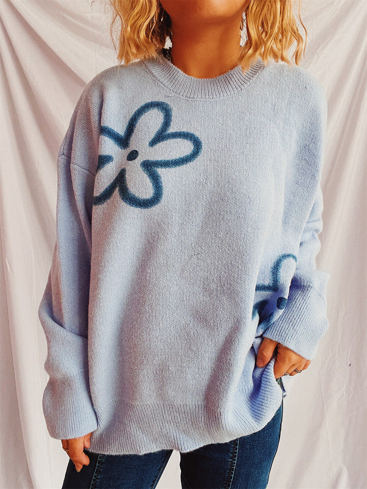 Stilla | Pulli med lange ærmer og rund, blomsteragtig udskæring