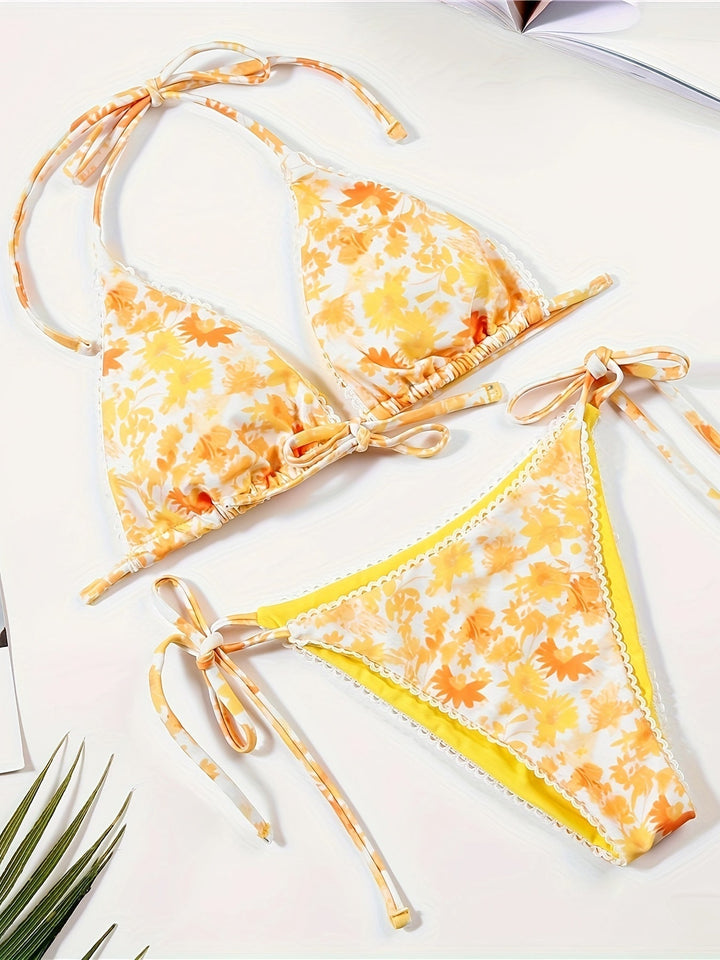 Stilla | Kvinders Bikini Med Print to Delt Sexet Badetøj Med Stropper