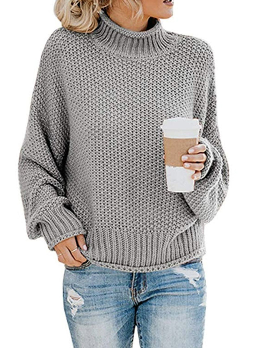 Stilla | Pullover med rullekrave og faldende skuldre