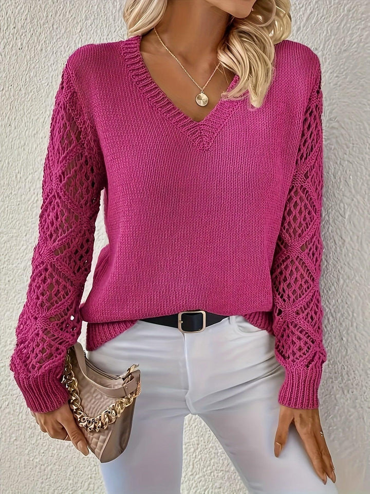 Stilla | V-Hals Hollow Langærmet Sweater