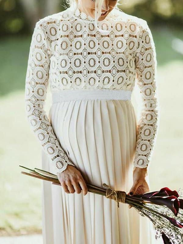 Stilla | Kjole Til Fotoshoot Skåret Plisseret Maxi Kjole Graviditet Skønhed Elegante Kjole