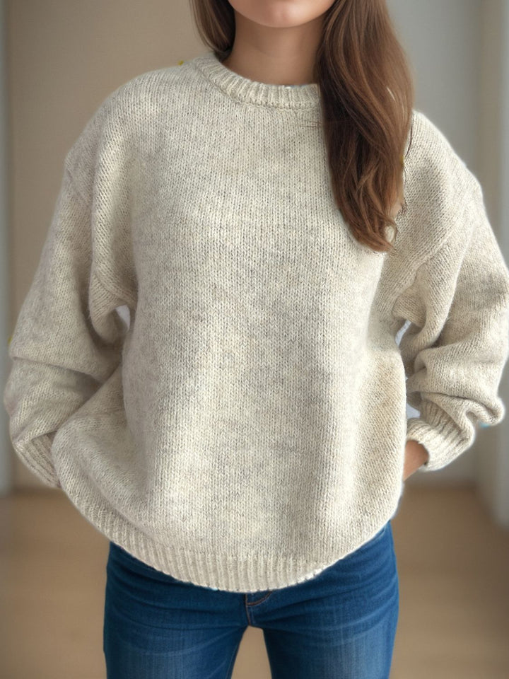 Stilla | Strikpullover med Rundhals og Lange Ærmer