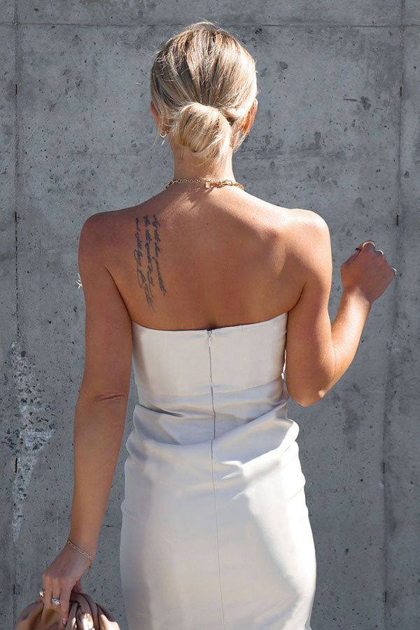Stilla | Be A-star Faux Læder Fjer Trim Midi Kjole