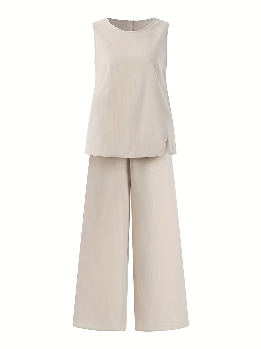 Stilla | Beige Ærmeløs Tanktop Og Bukser Med Brede Ben