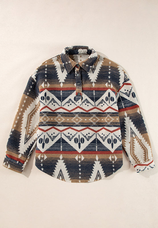 Stilla | Sweatjacke med lange ærmer og geometrisk mønster halvknebel
