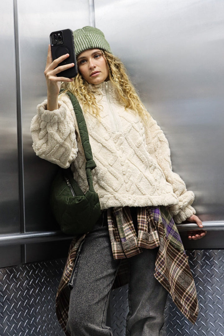 Stilla | Sweatshirt med halv lynlås i hyggeligt twill fleece
