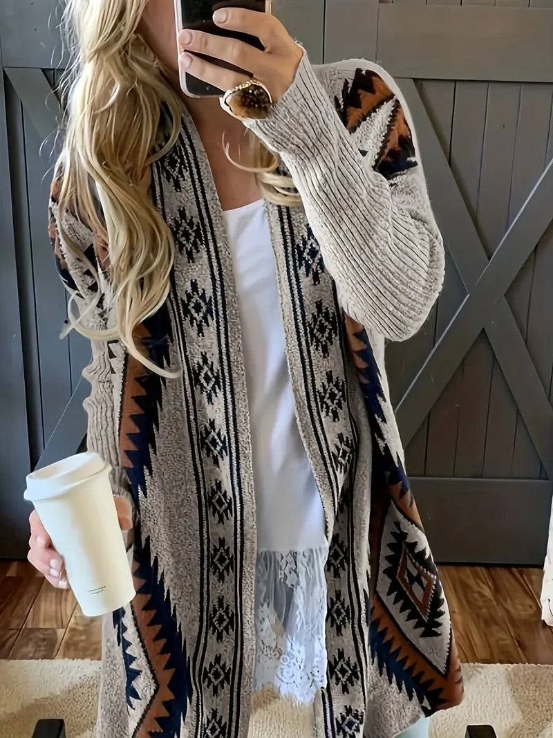 Stilla | Damen Cardigan Med Etnisk Tryk