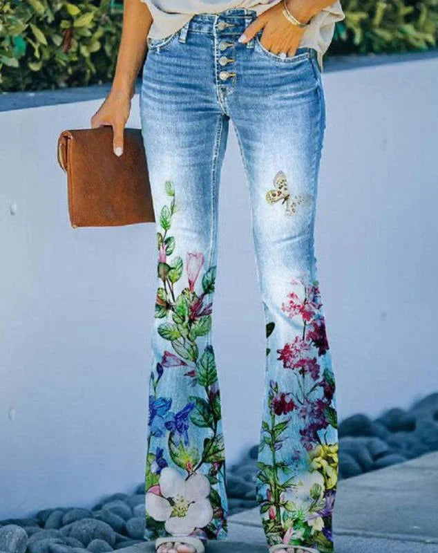 Stilla | Jeans Med Blomsterprint