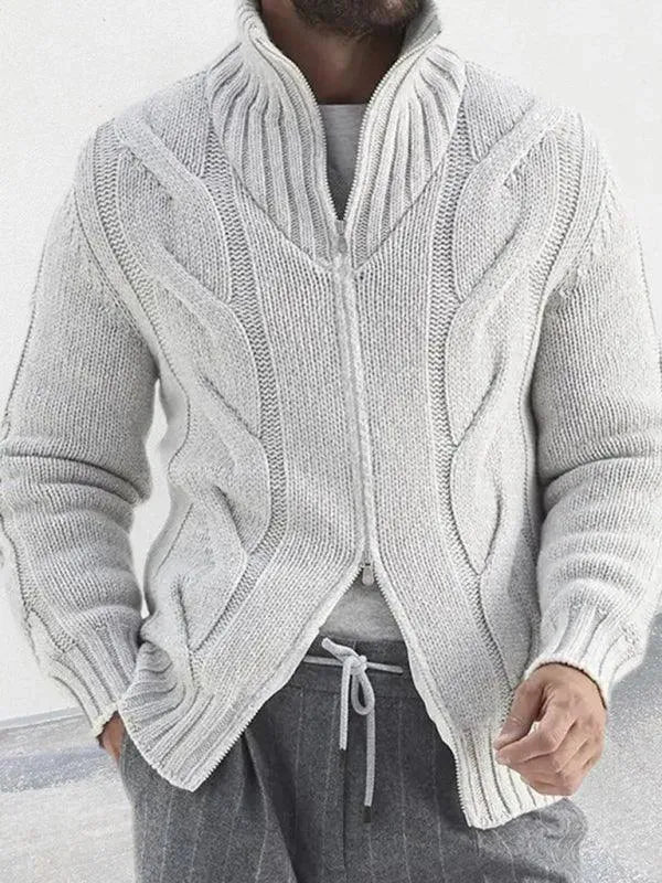 Stilla | Lynlås Herre Strikjakke Rullekravepullover