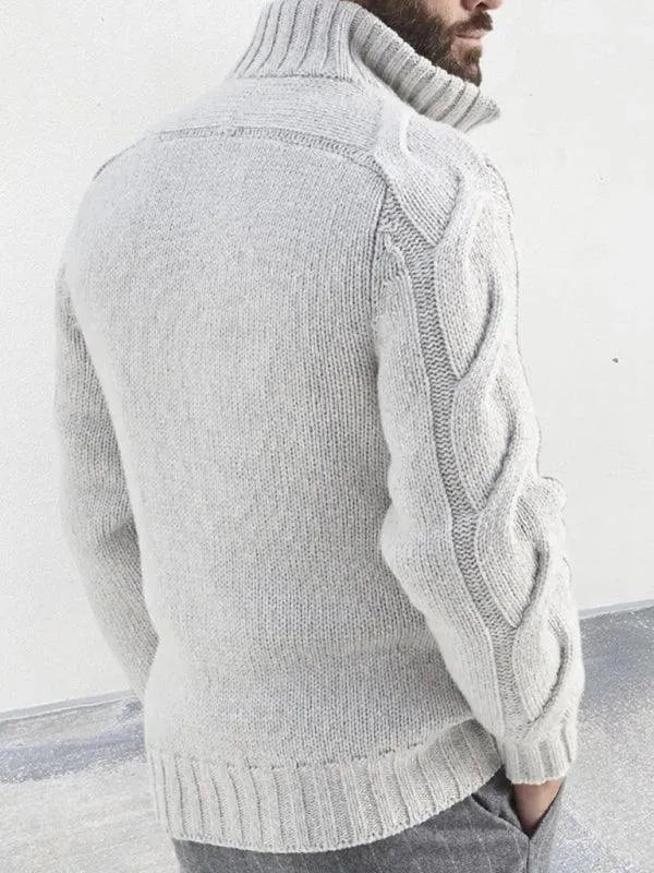 Stilla | Lynlås Herre Strikjakke Rullekravepullover