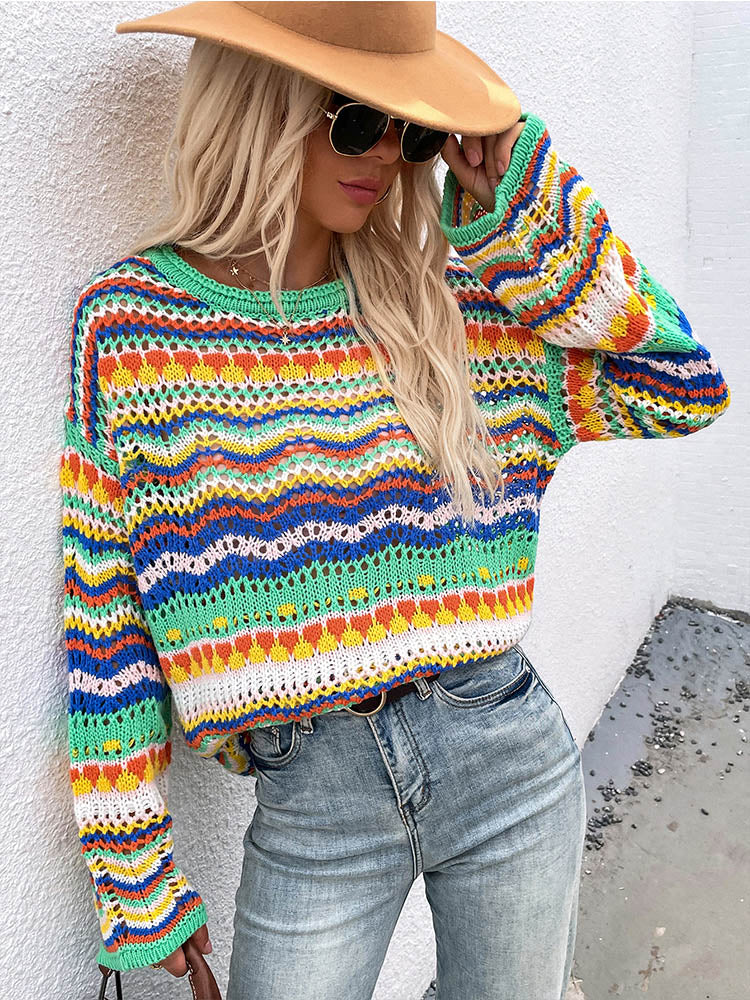 Stilla | Farverig Strikket Pullover Den Behagelige og Sommerlige Pullover