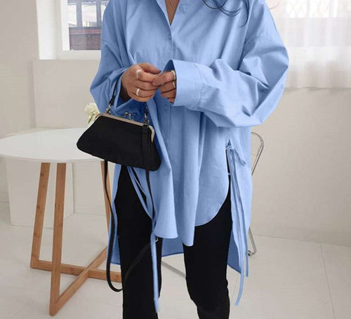 Stilla | Bluse Oversized Langærmet Knote Bluse