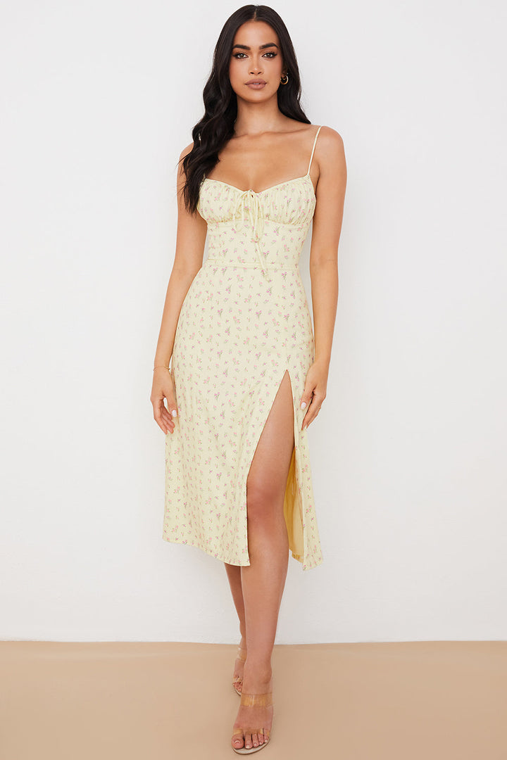 Stilla | Blomstret Bustier Midikjole