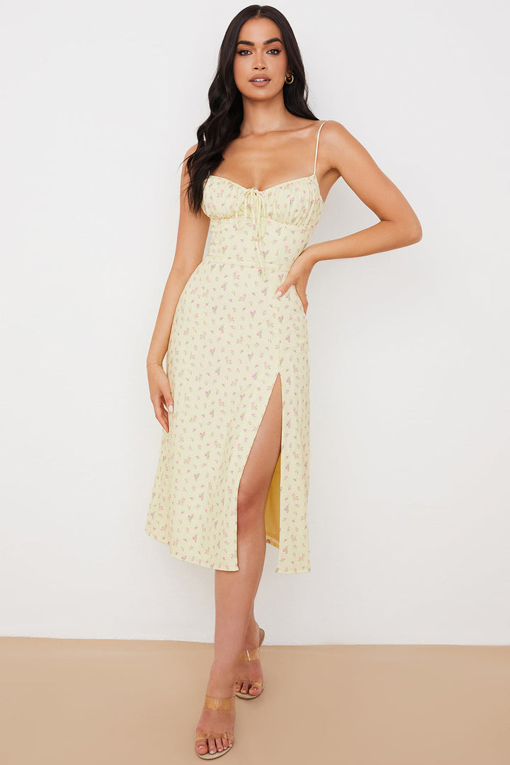Stilla | Blomstret Bustier Midikjole