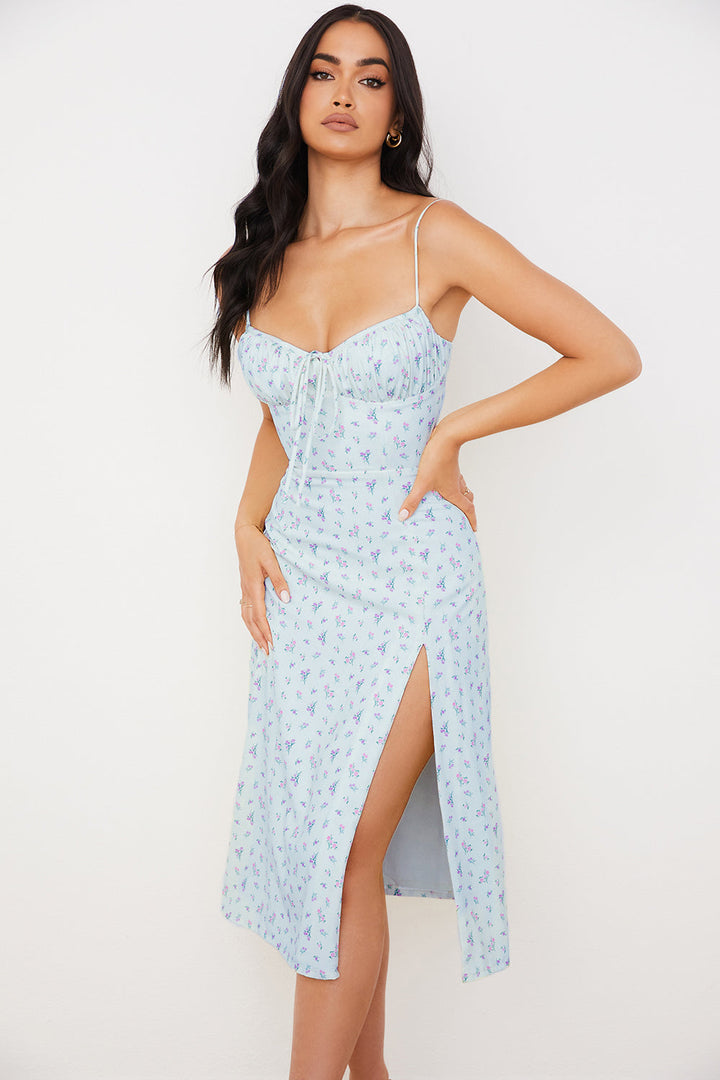 Stilla | Blomstret Bustier Midikjole