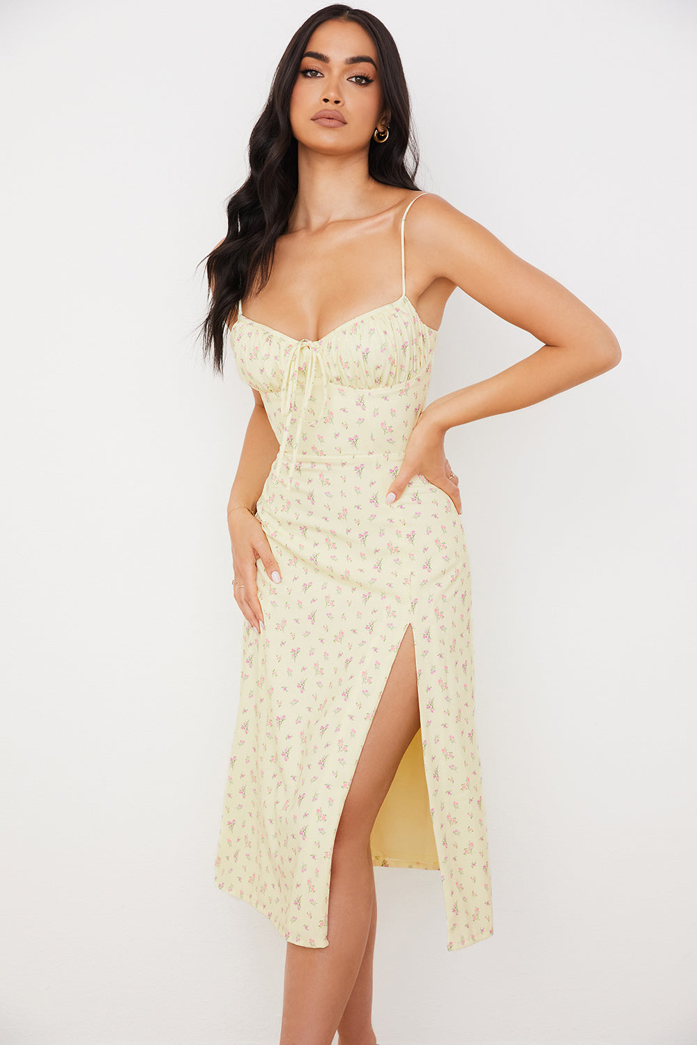 Stilla | Blomstret Bustier Midikjole