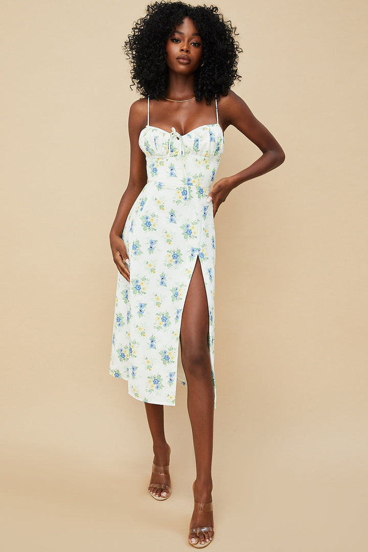 Stilla | Blomstret Bustier Midikjole