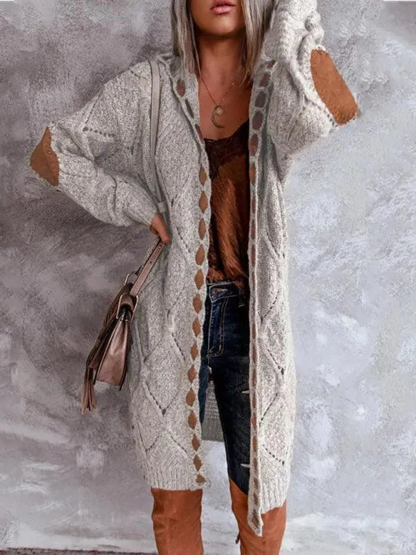 Stilla | Panel Hætte Kvinder Strikjakke Pullover