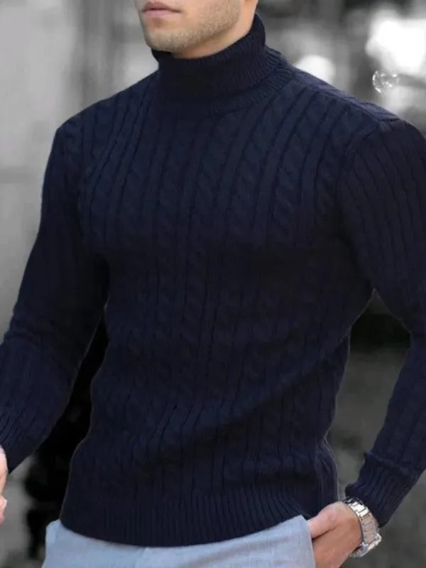 Stilla | Tætsiddende Stretch Herre Pullover med Rullekrave