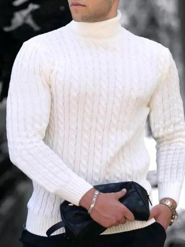 Stilla | Tætsiddende Stretch Herre Pullover med Rullekrave