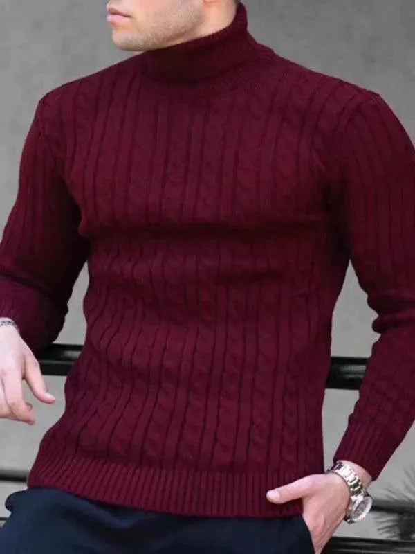 Stilla | Tætsiddende Stretch Herre Pullover med Rullekrave