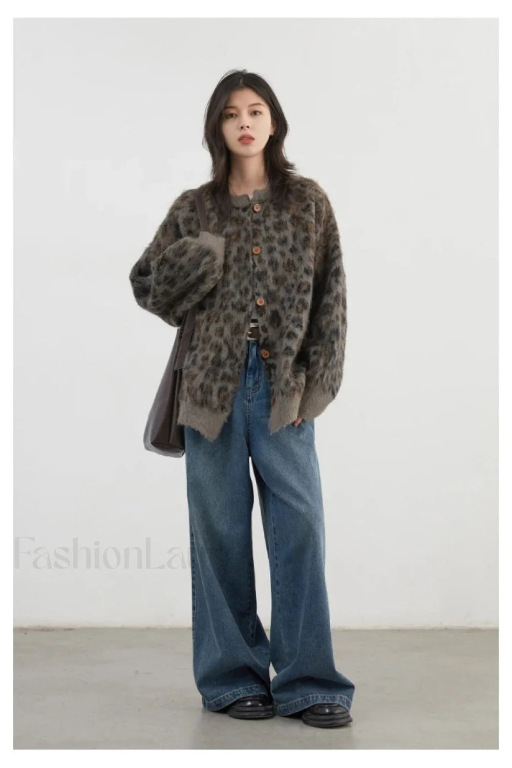 Stilla | Komfortabel Leopardprint Enkeltknap Cardigan